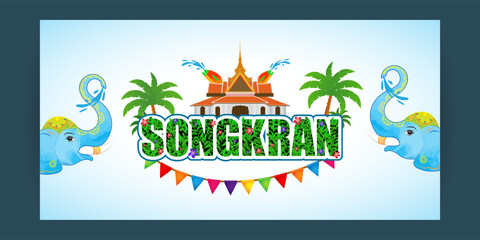 Obraz premium Vector illustration of Happy Songkran festival social media feed template