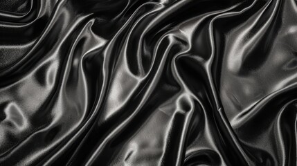Fototapeta premium Elegant black silk fabric texture for delicate background design or luxury wallpaper pattern
