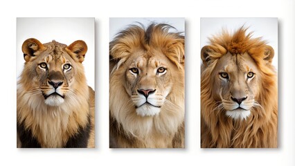 group of lions on a white background