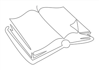 book with continuous one line drawing. Illustration of educational supplies back to school theme for website landing page. Order a banner for one line drawing.