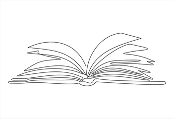 book with continuous one line drawing. Illustration of educational supplies back to school theme for website landing page. Order a banner for one line drawing.