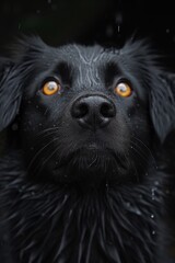 Portrait of a black dog on the street