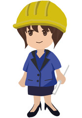 Japanese cartoon girl wearing an engineer's work uniform