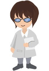 Japanese animation character, a little girl dressed as a doctor or scientist.