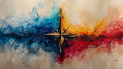compass rose and compass water color	