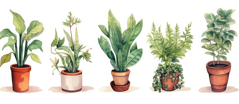 drawings of potted plants.
