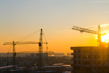  Construction of modern high-rise residential buildings. Timelapse