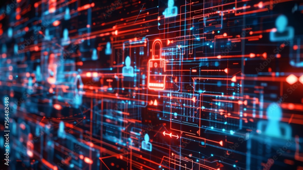 Poster cyber security and information or network protection. future cyber technology web services for busin