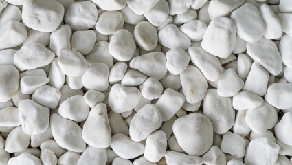White marble pebbles natural stone garden decoration top view background - 756483270
