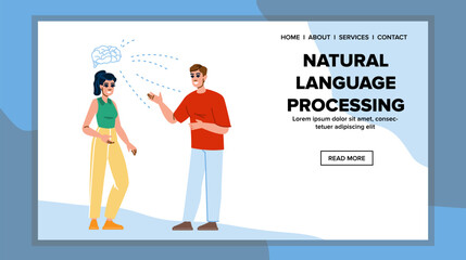 agent natural language processing vector. cognitive technology, business concept, ai scientific agent natural language processing web flat cartoon illustration