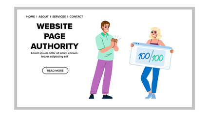 window website page authority vector. mockup outline, up email, phone home window website page authority web flat cartoon illustration