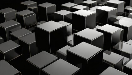 black background with three dimensional cubes
