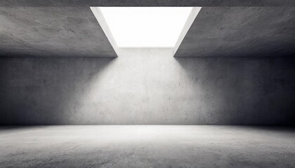 abstract empty modern concrete room with angled area light at the back top and bottom and rough floor industrial interior background template
