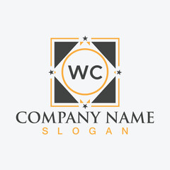 Creative letter WC monogram for business logo design template
