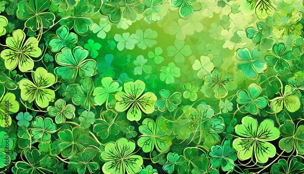 Wall mural clovers background on st patrick s day