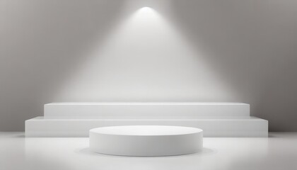 minimal white podium with background wall and spotlight abstract and object for advertising concept 3d illustration rendering