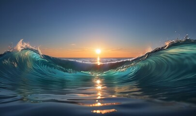 Water wave beach with sun light  - obrazy, fototapety, plakaty