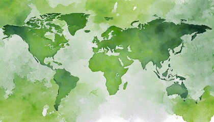 world map background wallpaper template watercolor illustration with copy space for presentation slides concept of green earth clean renewable energy sustainable responsible business eco friendly