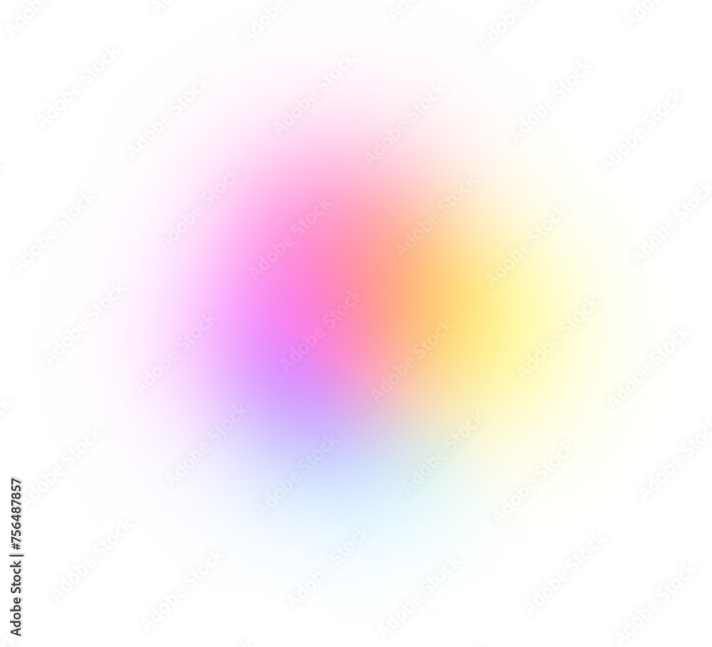 Poster Blur gradient circle transparent background. Holographic isolated  blurred circles yellow color dots. Abstract design elements