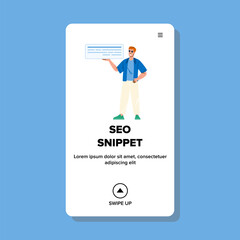 search seo snippet vector. page featured, description marketing, h1 title search seo snippet web flat cartoon illustration