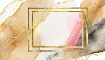gold frame on neutral watercolor background