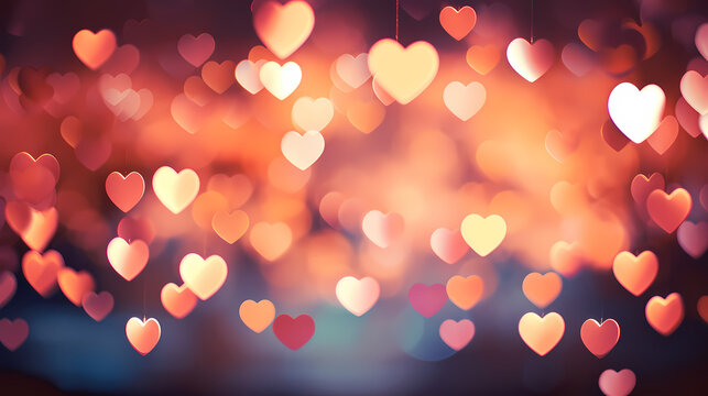 Valentine's Day background with hearts, heart background bokeh
