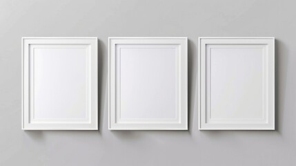 3 white frame mockup. Empty space template for photo or art picture. White wall or table background. Blank place mock up. Three photography sample. - Powered by Adobe