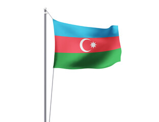 Azerbaijan national flag waving isolated on white background.