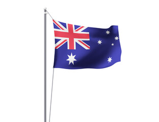 Australia national flag waving isolated on white background.