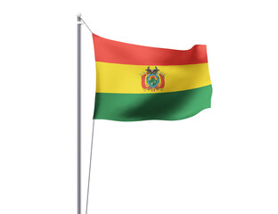 Bolivia national flag waving isolated on white background.