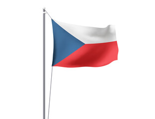 Czech Republic national flag waving isolated on white background.