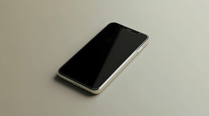 Minimal Smartphone Mock-up on Neutral Desk, minimalistic, close-up, black display, neutral desk background