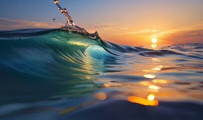 Water wave beach with sun light 