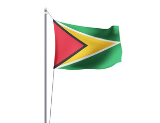 Guyana national flag waving isolated on white background.