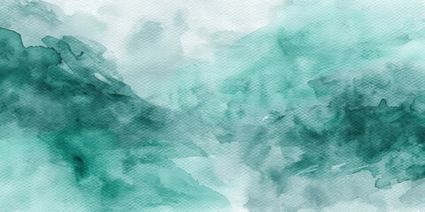 turquoise and dark green watercolor background with green waves , teal blue green Abstract watercolor paint background.banner	
 - obrazy, fototapety, plakaty