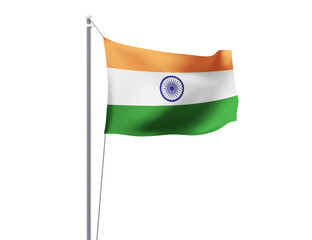 India national flag waving isolated on white background.