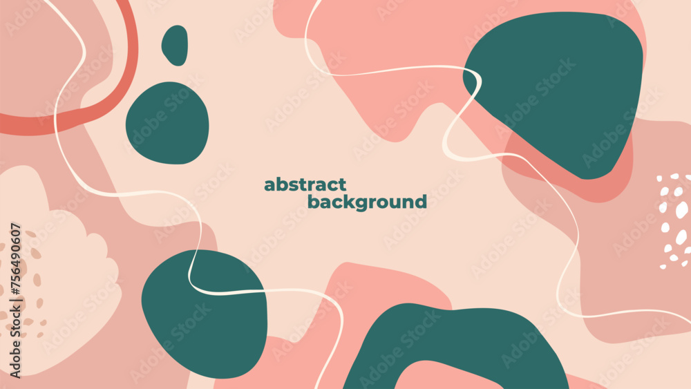 Fototapete abstract background with various hand drawn dynamic shapes and white wavy lines for creative graphic