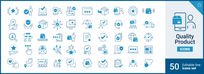 Tuinposter Quality control icons Pixel perfect. inspect,manufacture,certificate,... © PixelDesign
