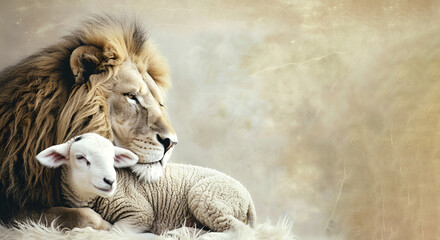 The lion and the lamb are emblematic of Judaism - obrazy, fototapety, plakaty