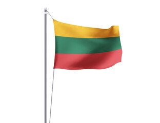 Lithuania national flag waving isolated on white background.