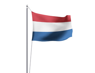 Netherlands national flag waving isolated on white background.