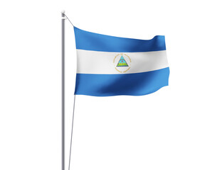 Nicaragua national flag waving isolated on white background.