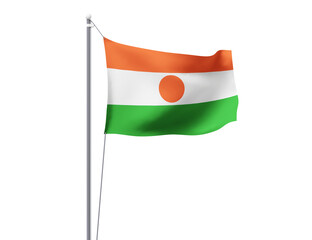 Niger national flag waving isolated on white background.