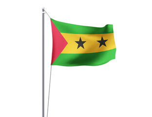 Obraz premium Sao tome and Principe national flag waving isolated on white background.