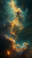 Starfield with nebula. Illustration based on a composite of Hubble Space Telescope imagery, ai...
