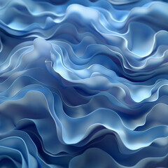 Obraz premium Three dimensional render of blue wavy pattern, ai technology