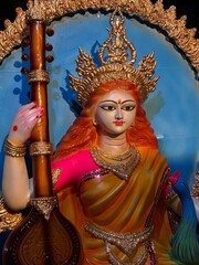 Obraz premium Devi Saraswati: The Hindu goddess of knowledge