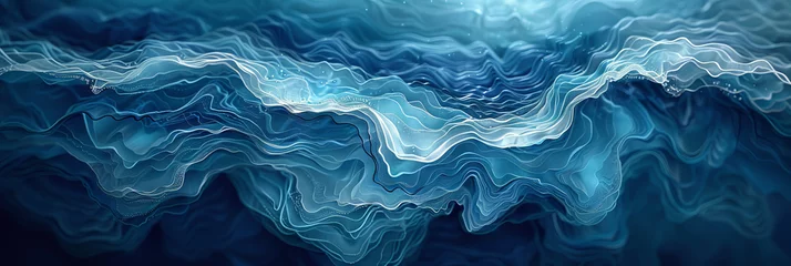 Selbstklebende Fototapeten dark blue teal water watercolor background, blue wave sea underwater watercolor, blue topografi sea watercolor   © Planetz