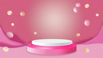 product display podium on pink background 3d rendering