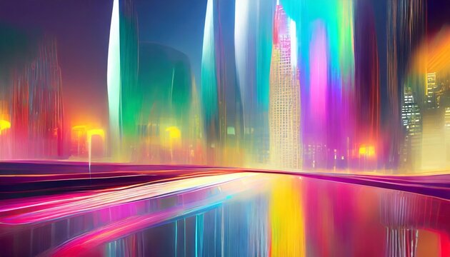 abstract blurred city lights background